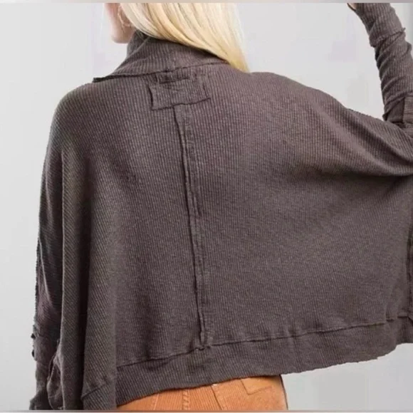 Free People We The Free Moon Daisy Thermal Pullover Horseshoe Large Sweater - Picture 3 of 12